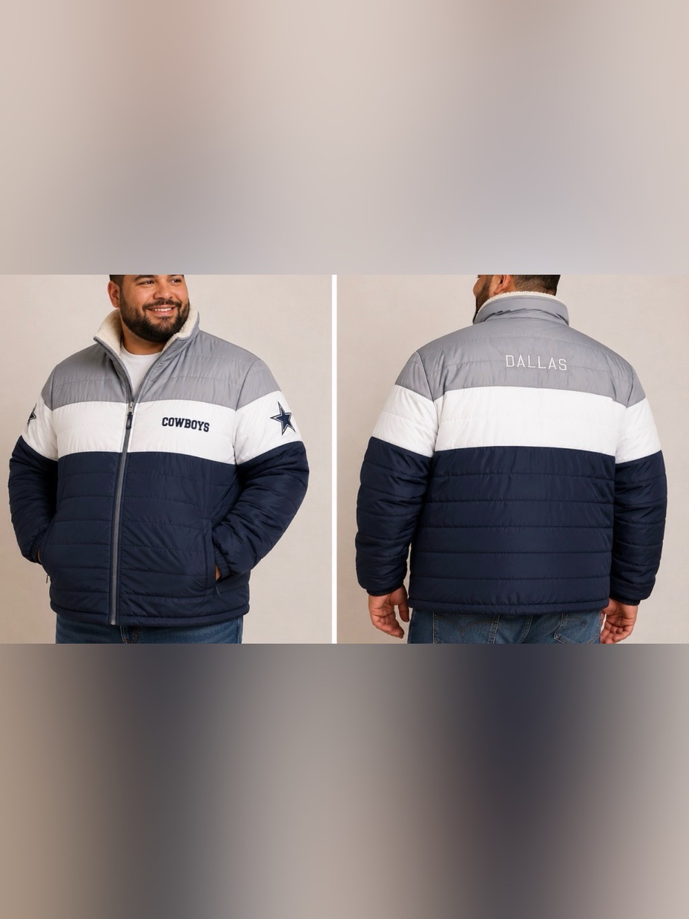 NFL Officially Licensed Dallas Cowboys Men’s Sherpa  Jacket - 3XL **small defect
